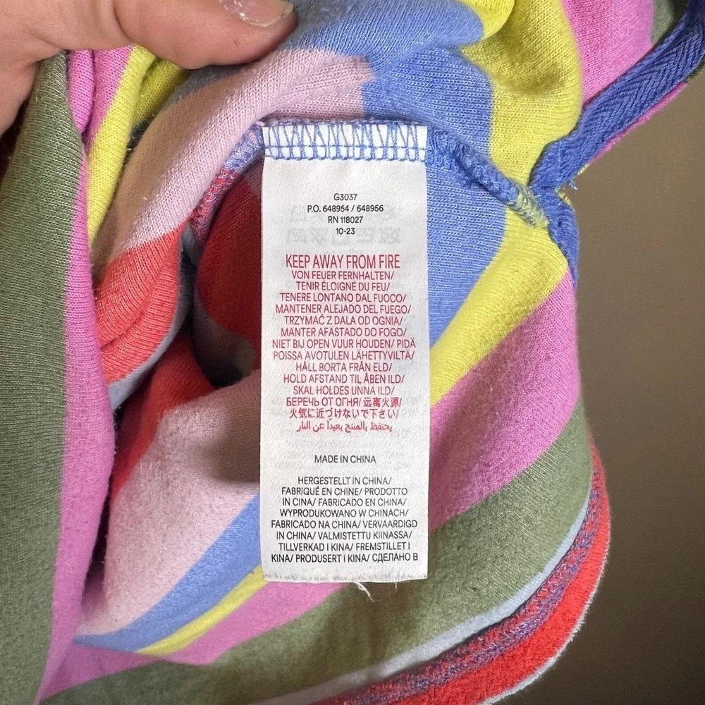 Mini Boden Kids Rainbow Stripe Toweling Beach Cover Up Hoodie G3037 Size 9-10Y